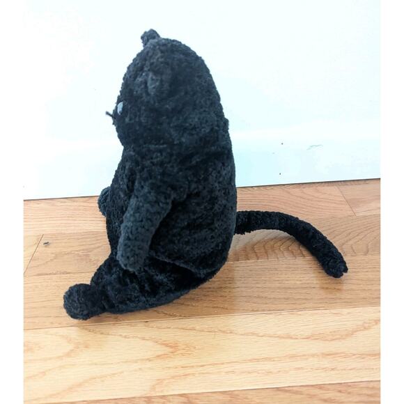 Jellycat Amore Cat Medium Black Textured Plush Kitty Stuffed Animal 11" Preowned - Picture 2 of 4
